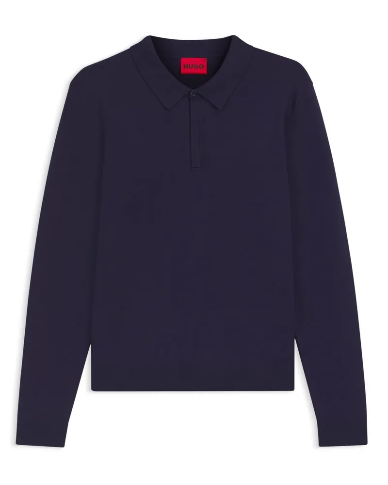 HUGO BOSS Langarm-Poloshirt aus leichtem Jersey-Mix in Marine