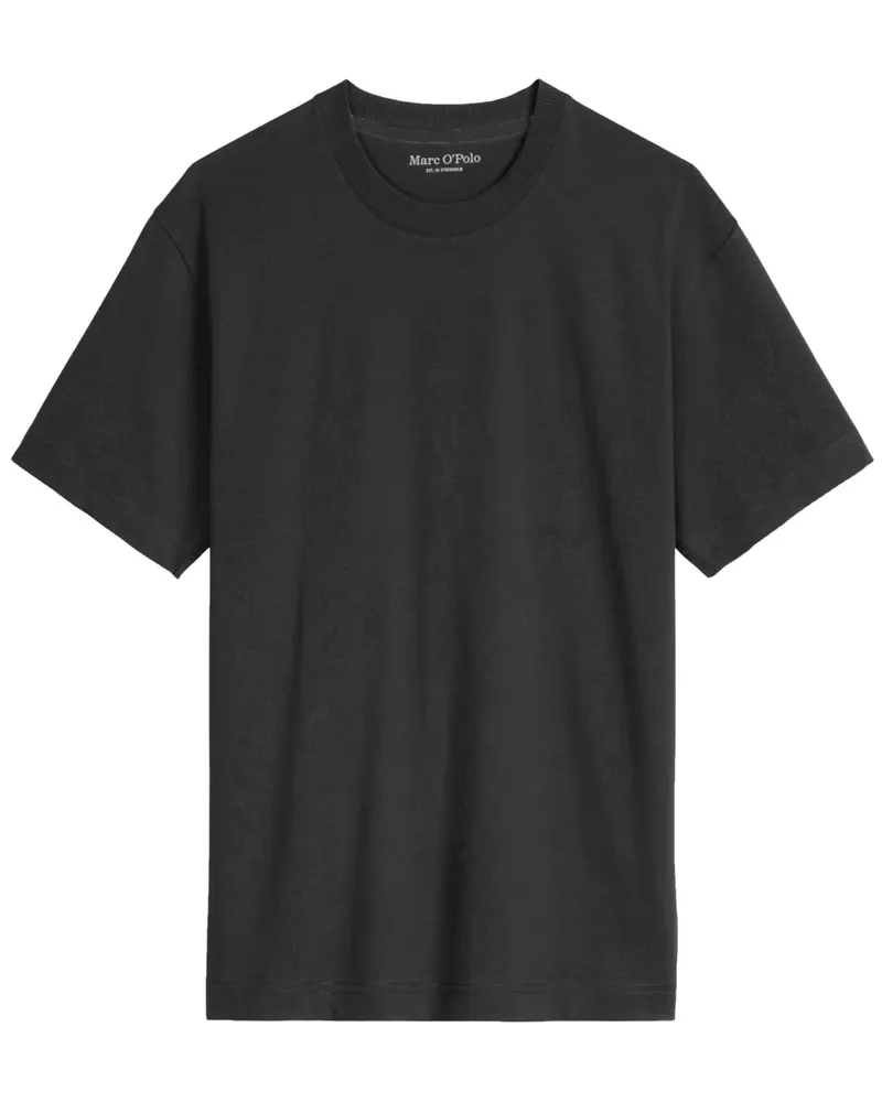 Marc O'Polo Unifarbenes T-Shirt aus Baumwolle, Relaxed Fit in Schwarz