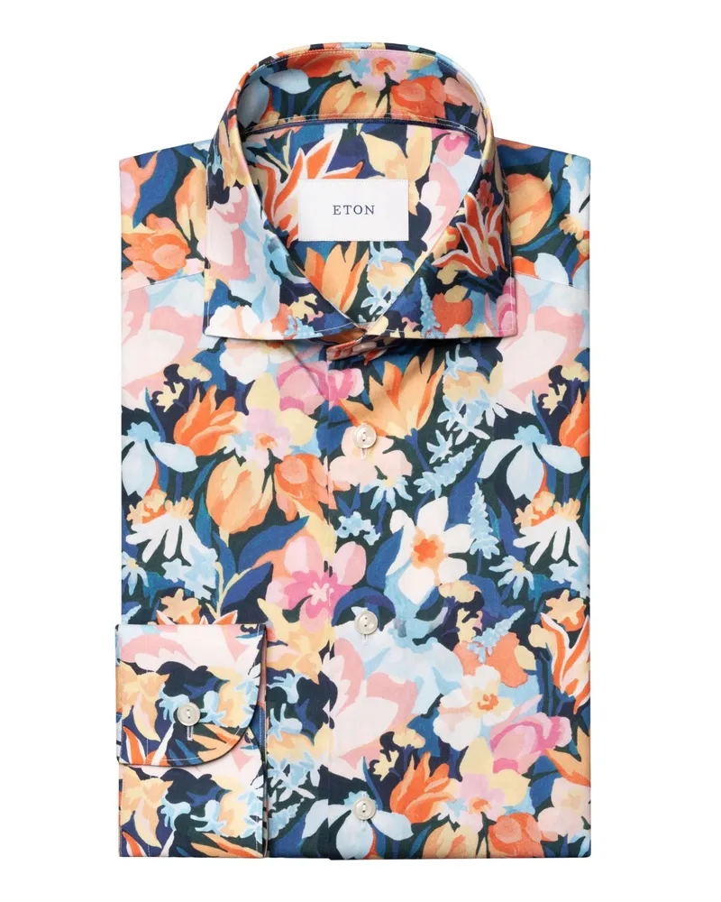 Eton Sommerliches Hemd mit Lyocell und floralem Print, Contemporary Fit in Multicolor
