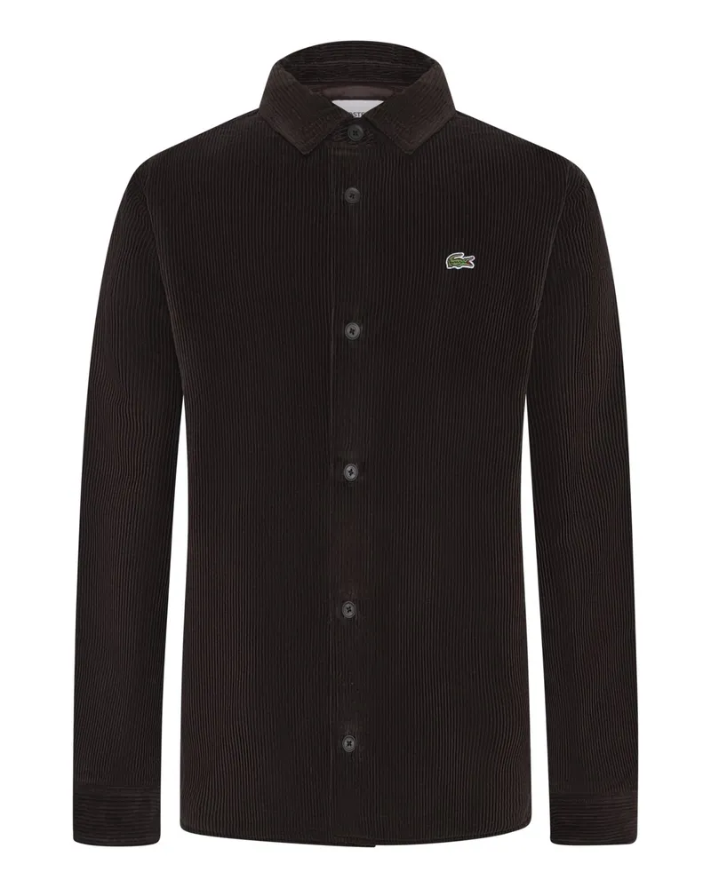 Lacoste Softes Cord-Overshirt aus Baumwolle mit kleinem Krokodil-Aufnäher in Braun