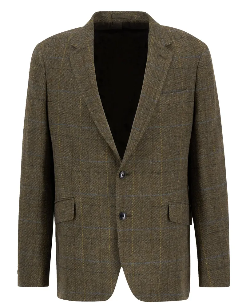 Barbour Sakko aus Moon-Tweed mit Glencheck-Muster, Regular Fit in Oliv