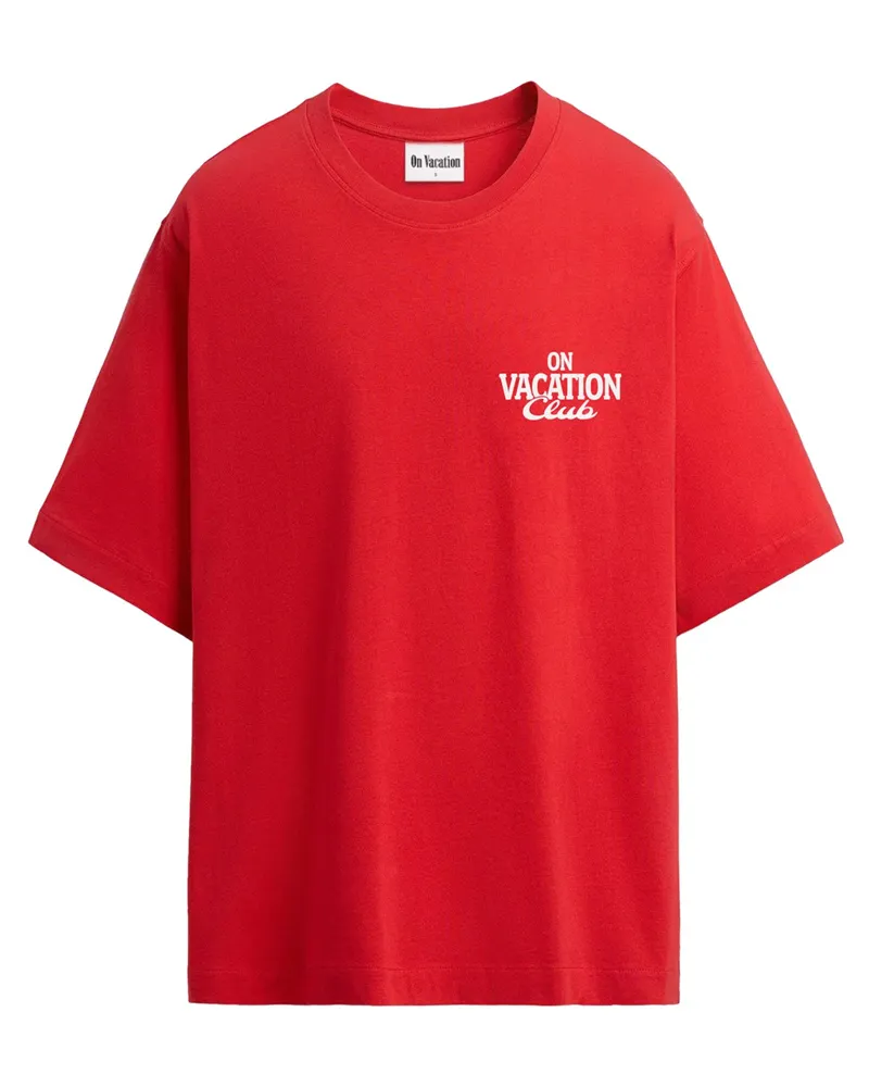 On Vacation T-Shirt aus Bio-Baumwolle mit beidseitigem Print in Rot