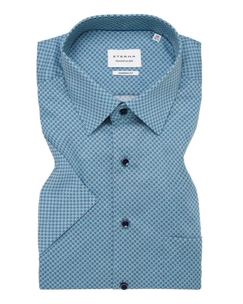 Eterna Kurzarmhemd aus Baumwolle mit Punktmuster, Modern Fit in Mint