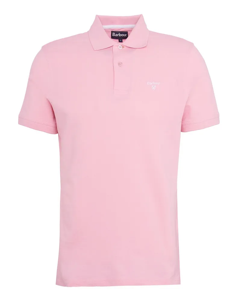 Barbour Unifarbenes Piqué-Poloshirt mit Logo-Stickerei, Tailored Fit in Pink
