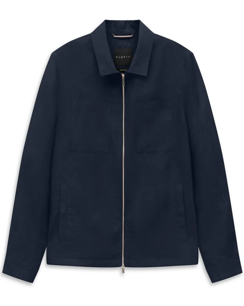 Bugatti Sommerliches Overshirt aus Leinen mit Zip in Marine