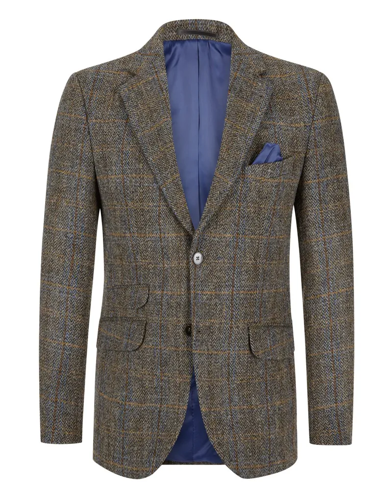 Wellington of Bilmore Harris Tweed Sakko London mit Ellenbogenpatches in Grün