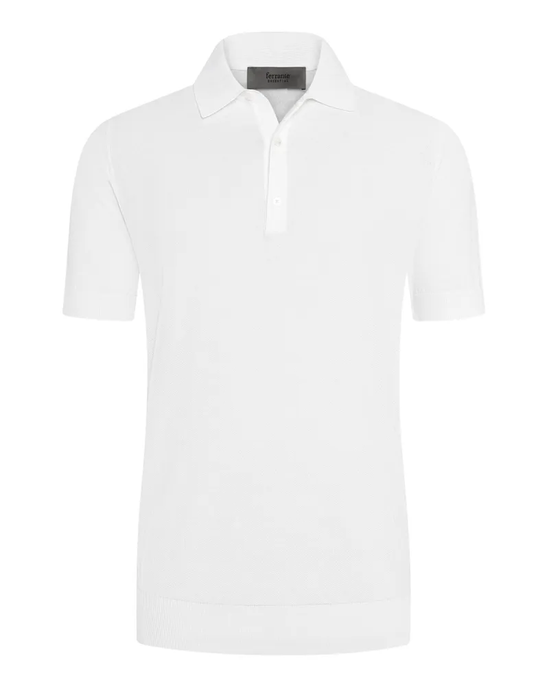 Ferrante Unifarbenes Poloshirt aus Baumwolle in Reiskornstruktur in Weiß