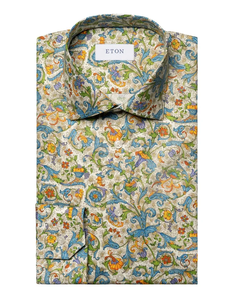 Eton Signature Twill-Hemd mit floralem Print, Slim Fit Multicolor