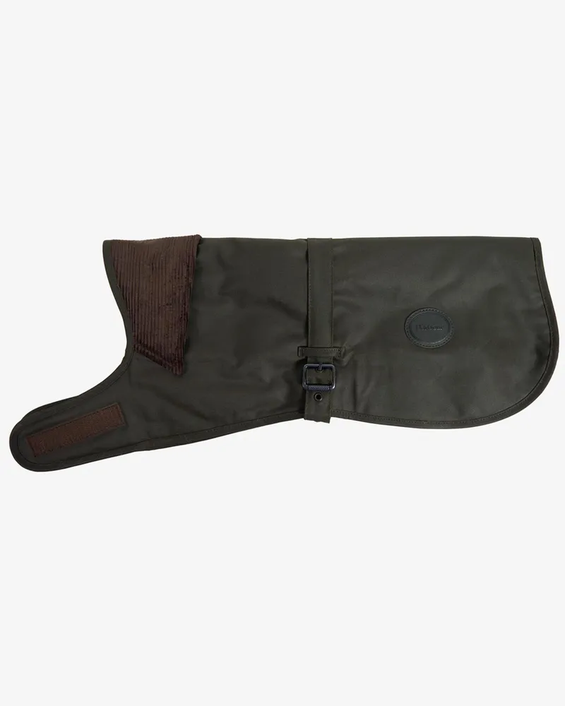 Barbour Hundemantel aus gewachster Baumwolle in Oliv