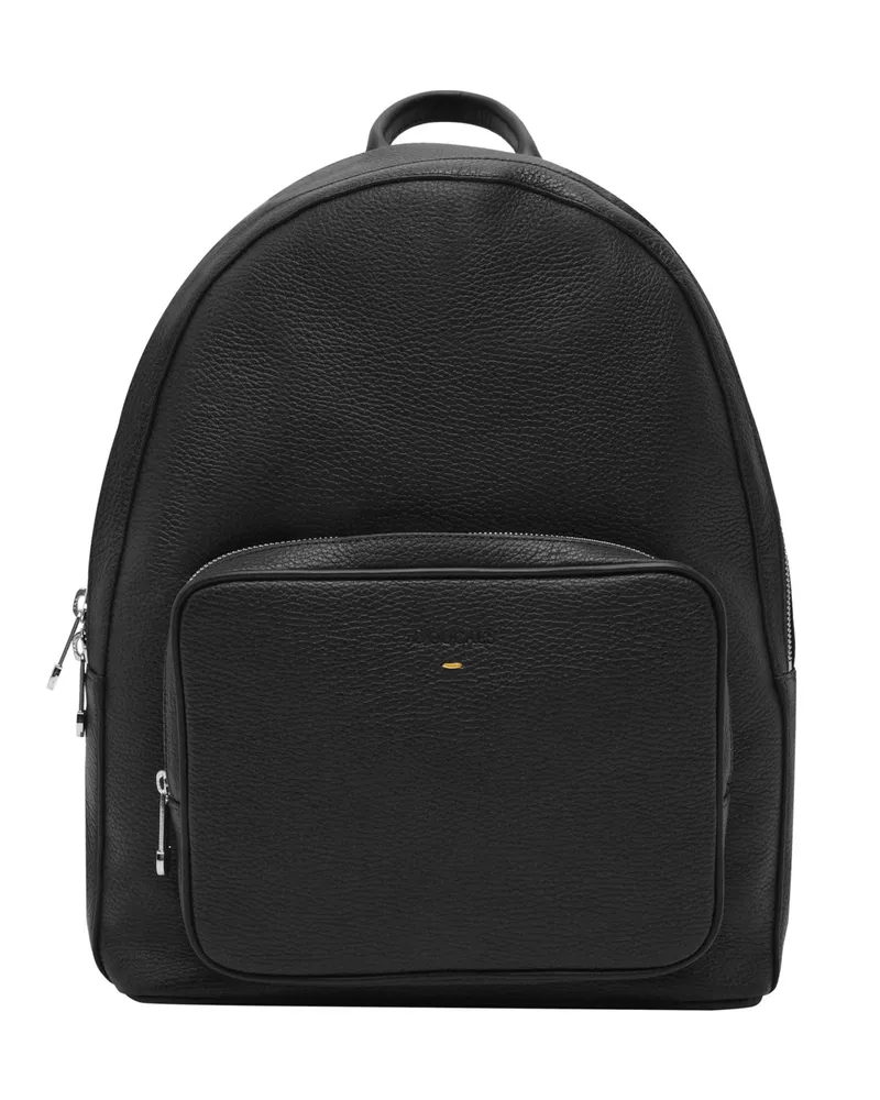Doucal´s Rucksack aus genarbtem Leder mit aufgesetzter Fronttasche in Schwarz