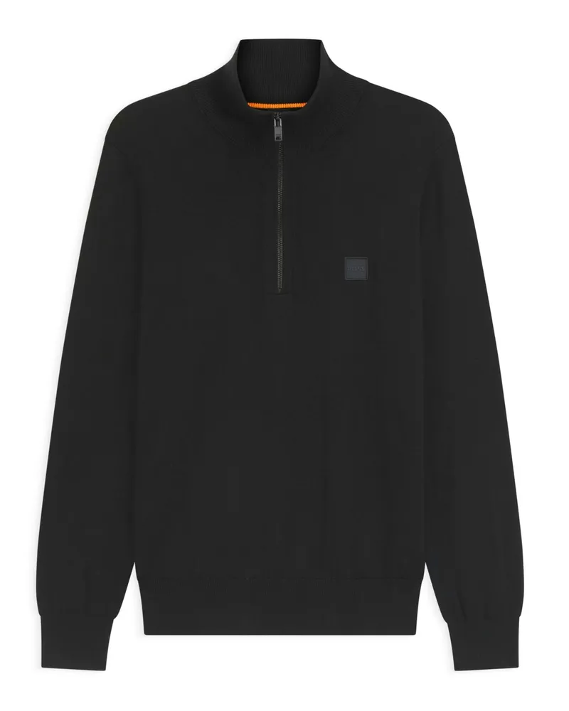 HUGO BOSS Strick-Troyer mit Kaschmiranteil und Label-Aufnäher in Schwarz