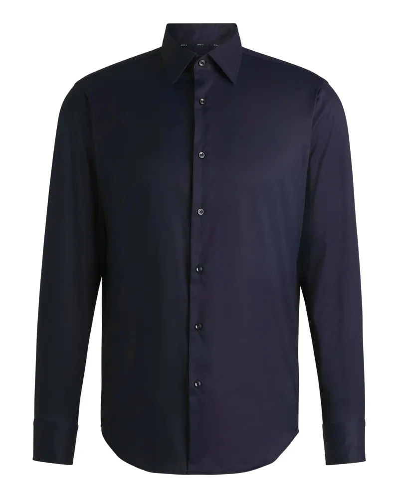 HUGO BOSS Atmungsaktives Performance Stretch-Hemd mit Kentkragen, Regular Fit in Marine