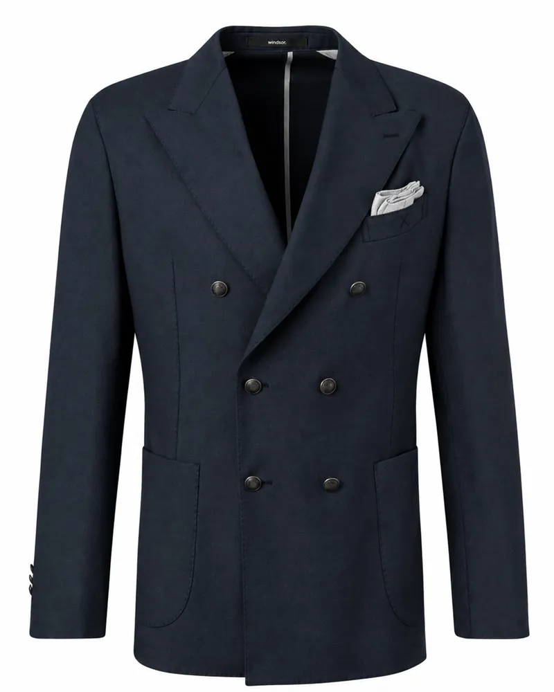 windsor. Zweireihiges Sakko Salernos aus einem Wollmix mit Spitzfasson, Shaped Fit in Marine