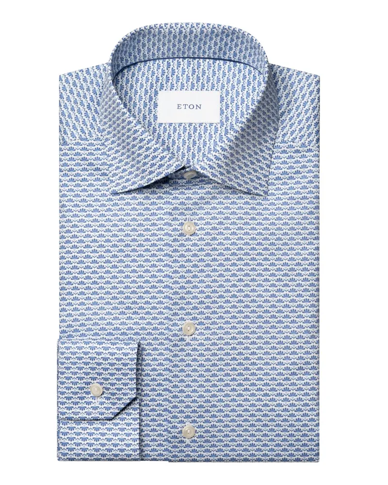Eton Signature Hemd aus Bio-Baumwoll-Twill, Slim Fit in Blau