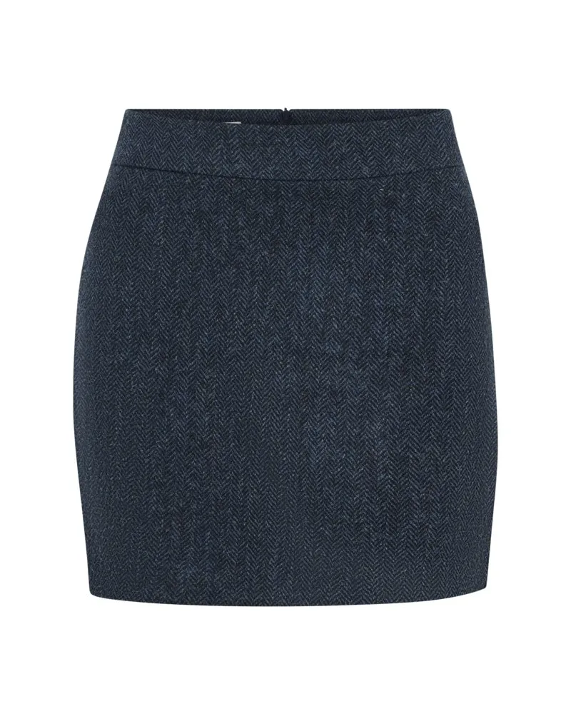 Wellington of Bilmore Bleistiftrock aus Harris Tweed mit Fischgrät-Webmuster in Blau