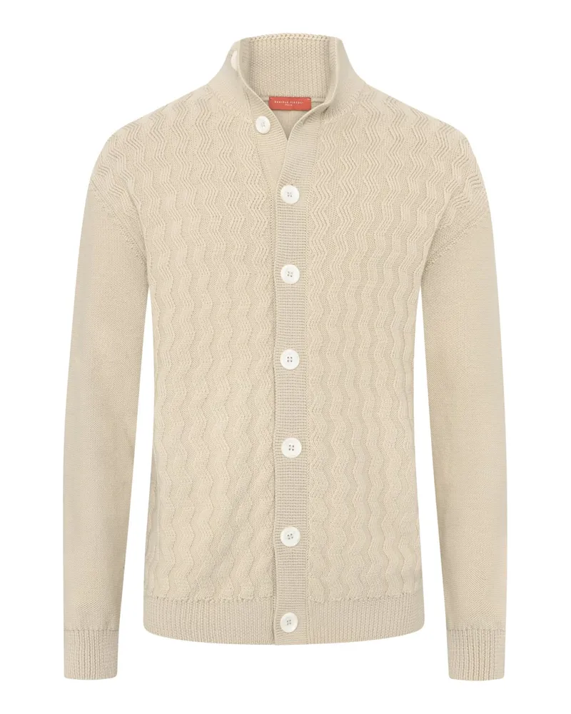 Daniele Fiesoli Cardigan aus Merinowolle mit frontseitigem Webmuster in Beige