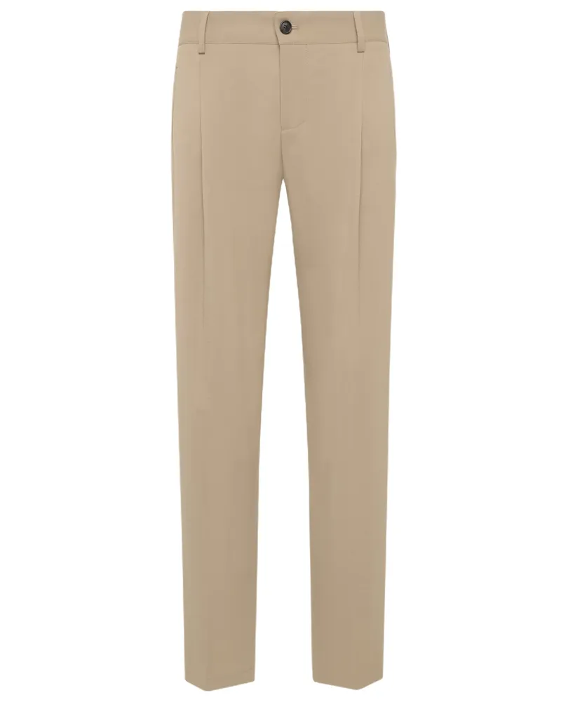 Strellson Hose aus Wollmischung mit Bundfalten vorne – lockere Passform in Beige