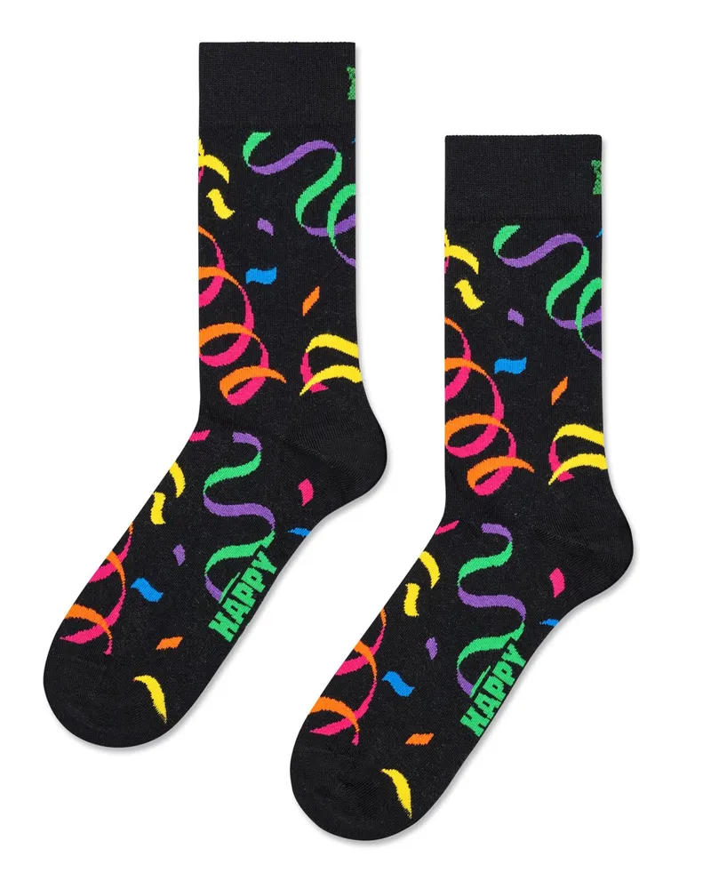 Happy Socks Socken mit  Luftschlangen-Motiven in Schwarz