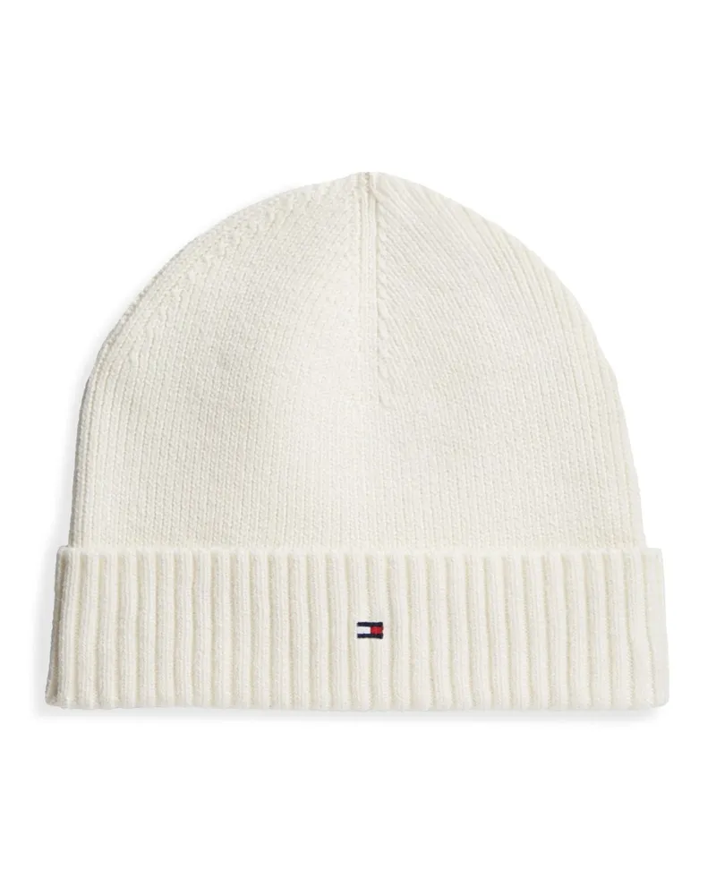 Tommy Hilfiger Strickmütze aus Pima-Baumwolle mit Kaschmiranteil in Offwhite
