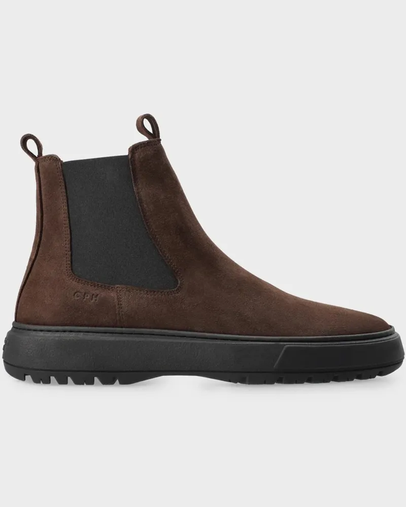 Copenhagen Chelsea Boots aus italienischem Wildleder in Dunkelbraun