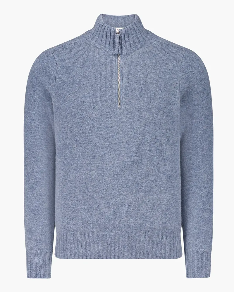 FTC Cashmere Softer Kaschmir-Troyer mit Rippbündchen in Denim