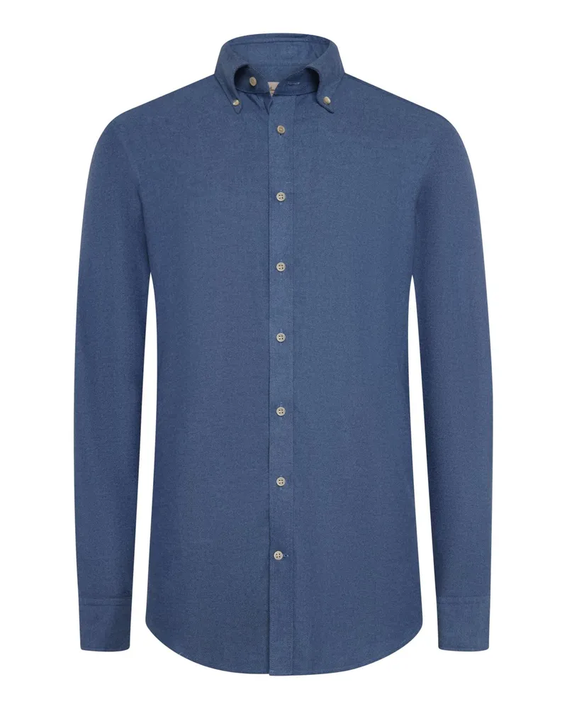 Stenströms Unifarbenes Flanellhemd mit Button Down-Kragen, Regular in Blau