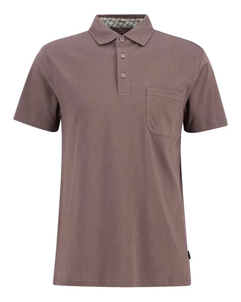Barbour Leichtes Poloshirt aus Baumwolle und Leinen, Tailored Fit in Aubergine