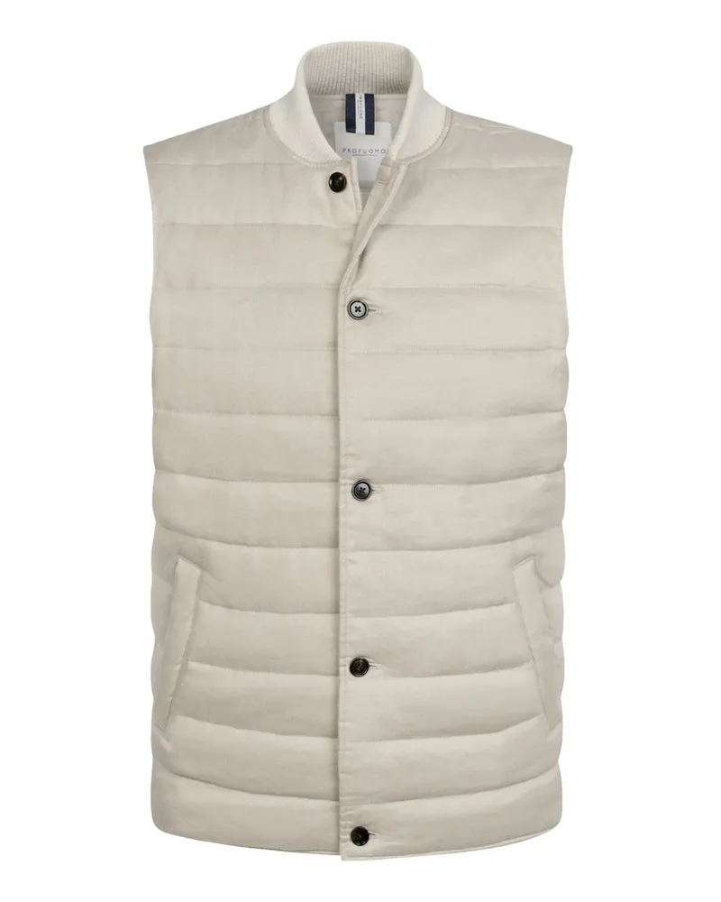 Profuomo Leichte Steppweste aus Leinen und Baumwolle in Beige