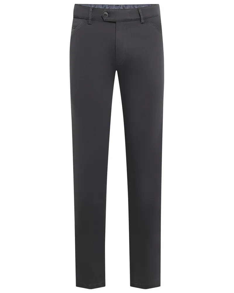 Meyer Hosen Micro Structure-Chino Chicago aus Bio-Baumwolle, Modern Fit in Anthrazit