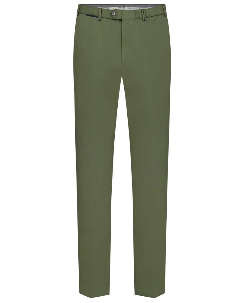 Hiltl Glatte Stretch-Chino Peaker, Regular Fit in Oliv