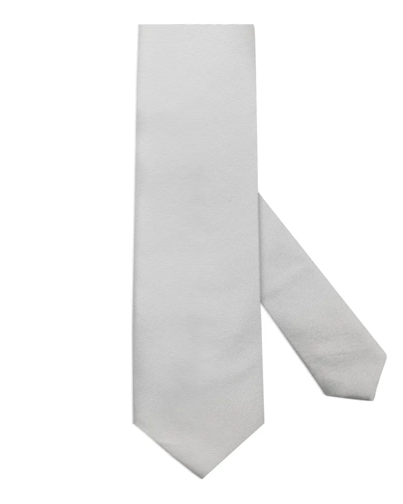 Seidenfalter Unifarbene Seidenkrawatte in Twill-Struktur in Silber