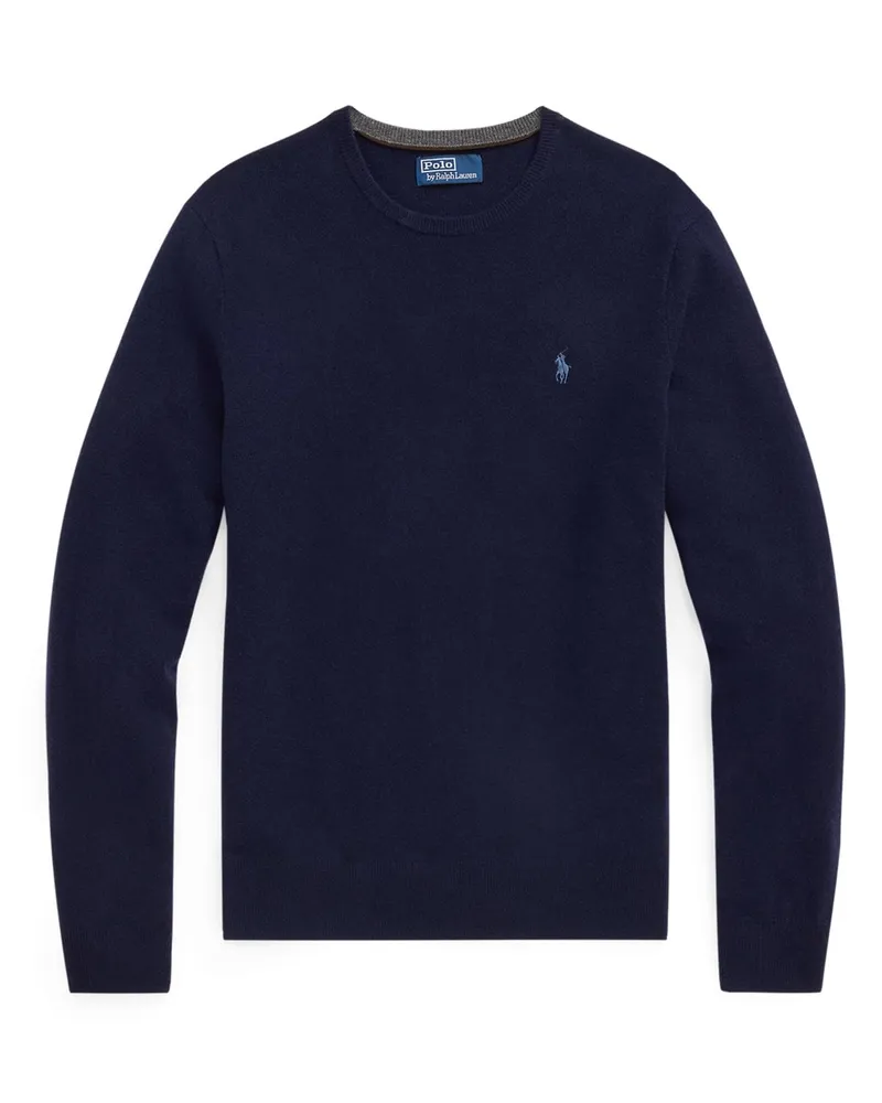Ralph Lauren Softer Rundhalspullover aus Wolle mit Pony-Stickerei, Regular Fit in Marine
