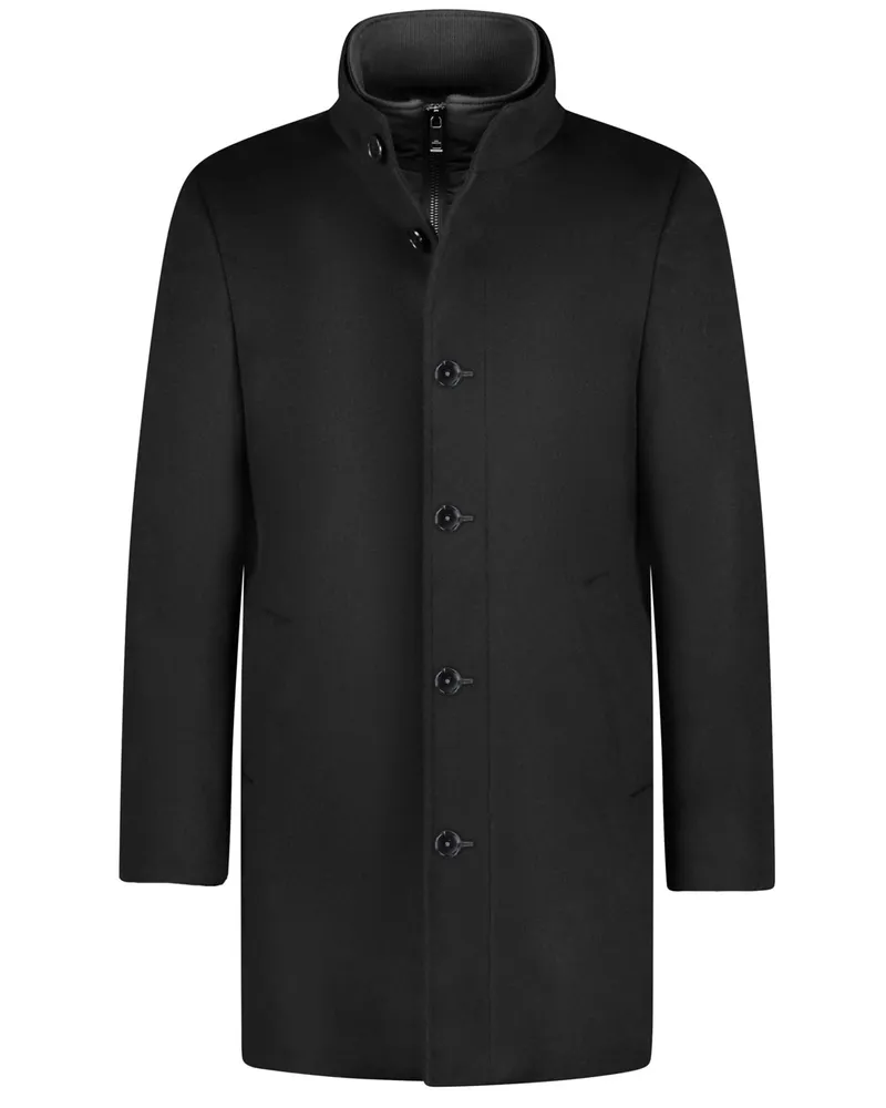 Roy Robson Wollmantel mit Kaschmiranteil und abtrennbarer Blende, Regular Fit in Schwarz