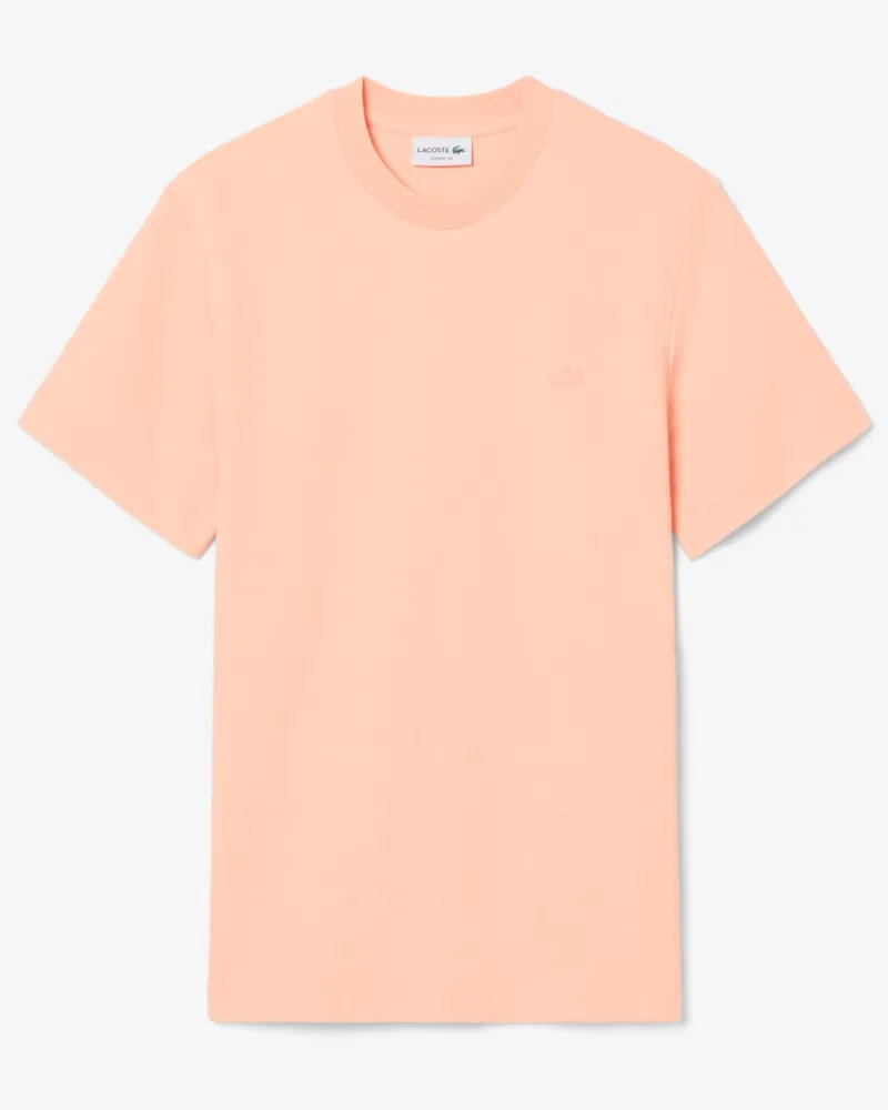 Lacoste Unifarbenes T-Shirt aus einem Krepp-Jersey, Classic Fit in Orange
