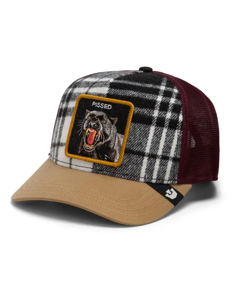 Goorin Bros. Cap mit Aufnäher und Check-Muster aus einem Material-Mix in Schwarz