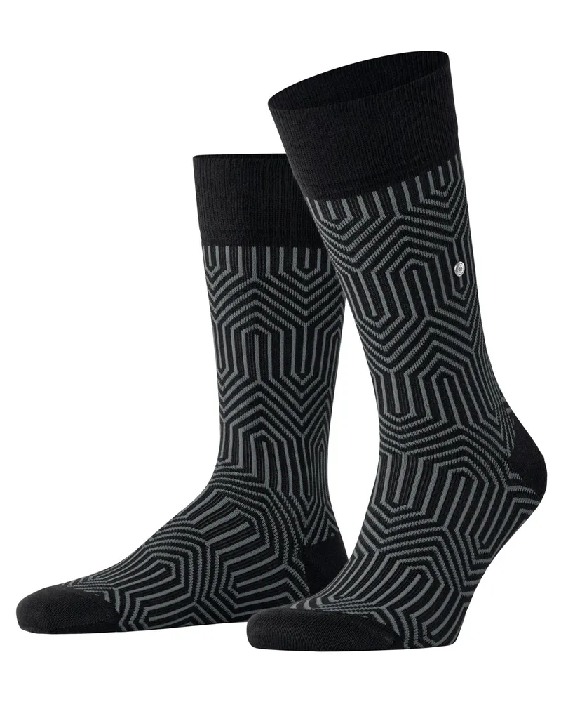 Burlington Socken aus einem Baumwoll-Mix mit grafischem Muster in Schwarz