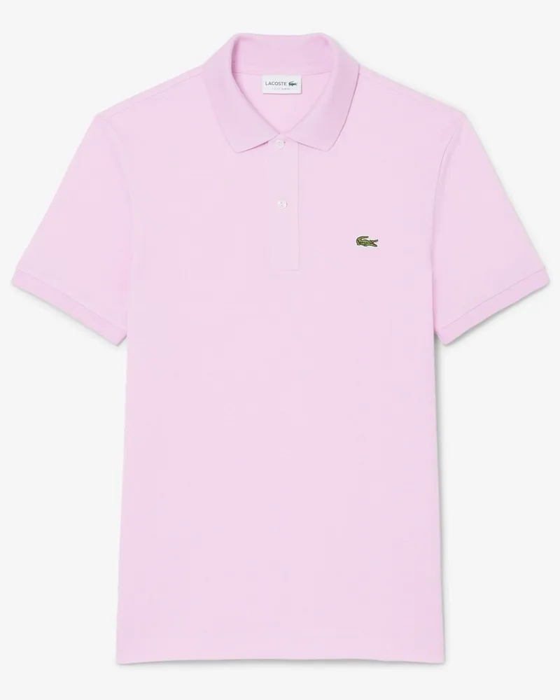 Lacoste Piqué-Poloshirt mit kleiner Krokodil-Stickerei, Slim Fit in Pink