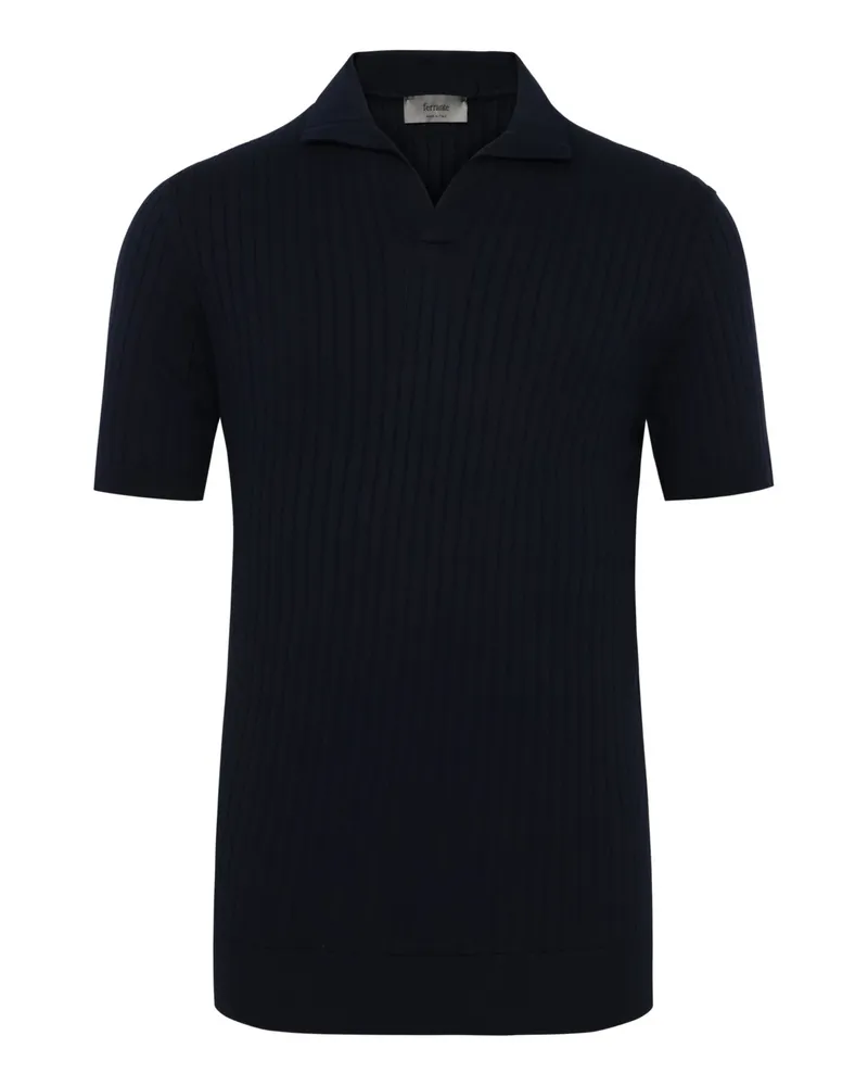 Ferrante Softes Poloshirt aus ägyptischer Baumwolle mit Variokragen in Marine
