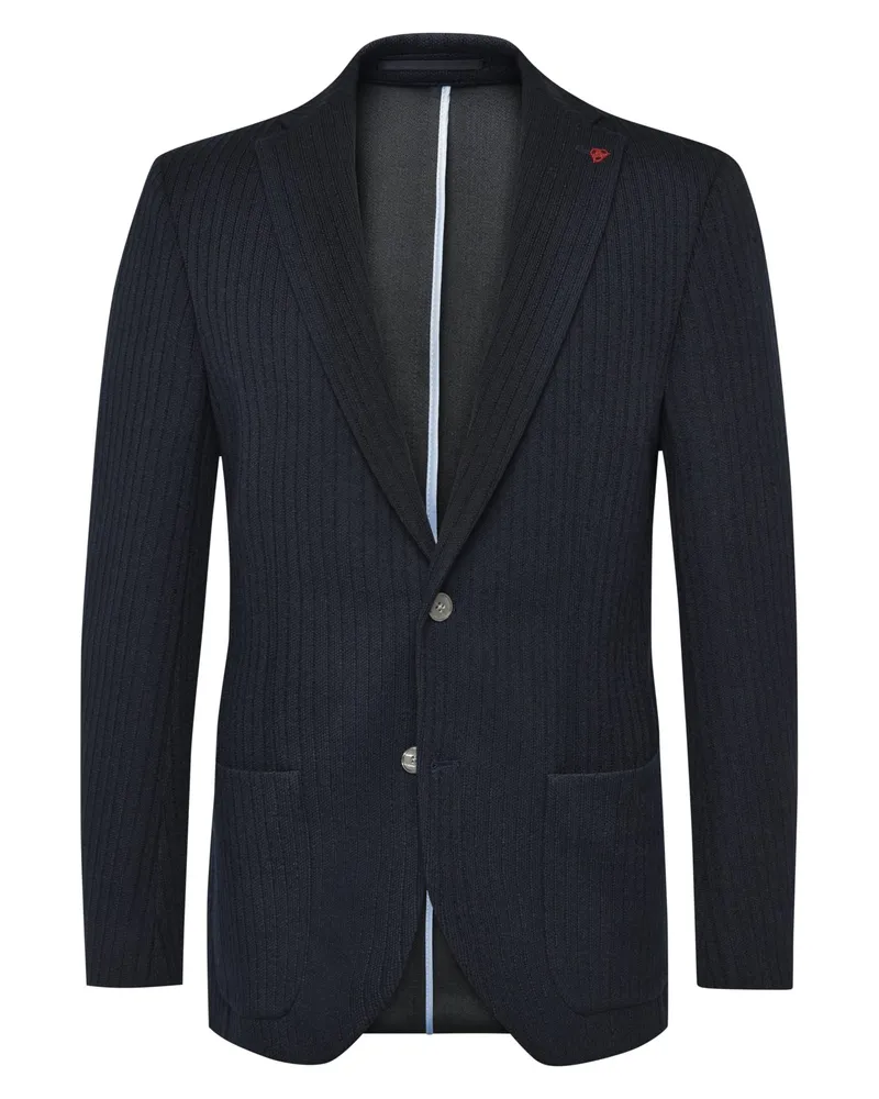 Roy Robson Einreihiges Strick-Sakko mit Reverskragen, Slim Fit in Marine