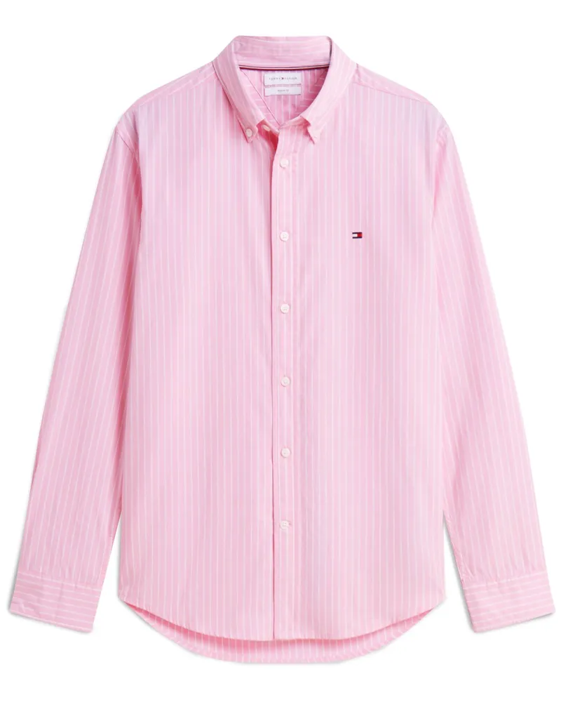 Tommy Hilfiger Popeline-Hemd aus Baumwolle mit Streifenmuster, Regular Fit in Pink