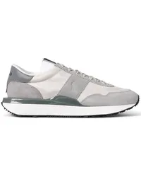 Ralph Lauren Runner Sneaker aus Mesh und Veloursleder-Overlays Hellgrau