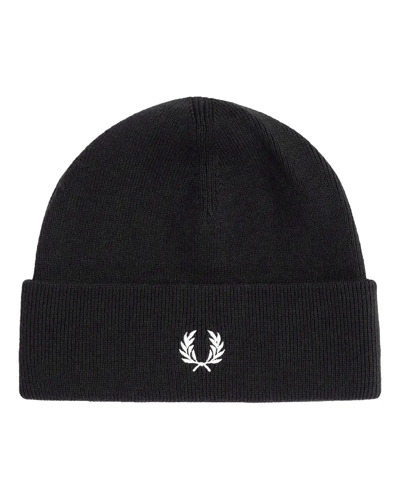 Fred Perry Leichte Mütze aus einem Woll-Mix mit Logo-Stickerei in Schwarz