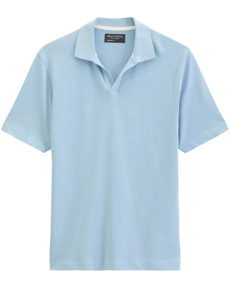 Marc O'Polo Strick-Poloshirt mit Variokragen und Leinenanteil, Regular FIt in Hellblau