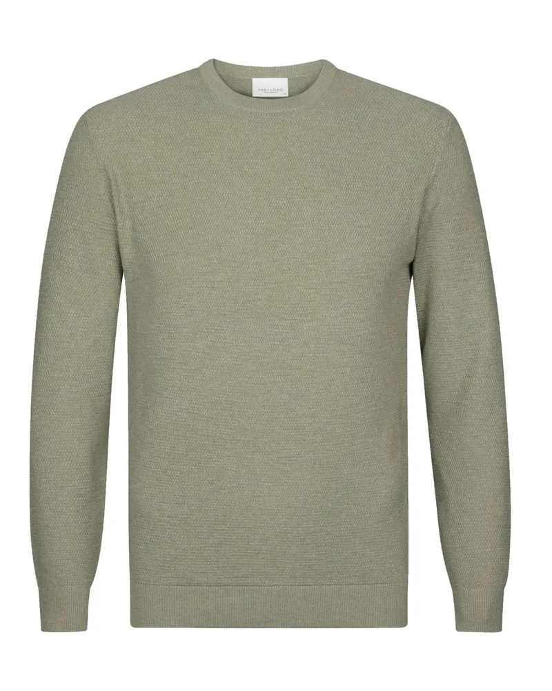 Profuomo Leichter Pullover aus einem Reiskorn-Baumwollstrick in Grün
