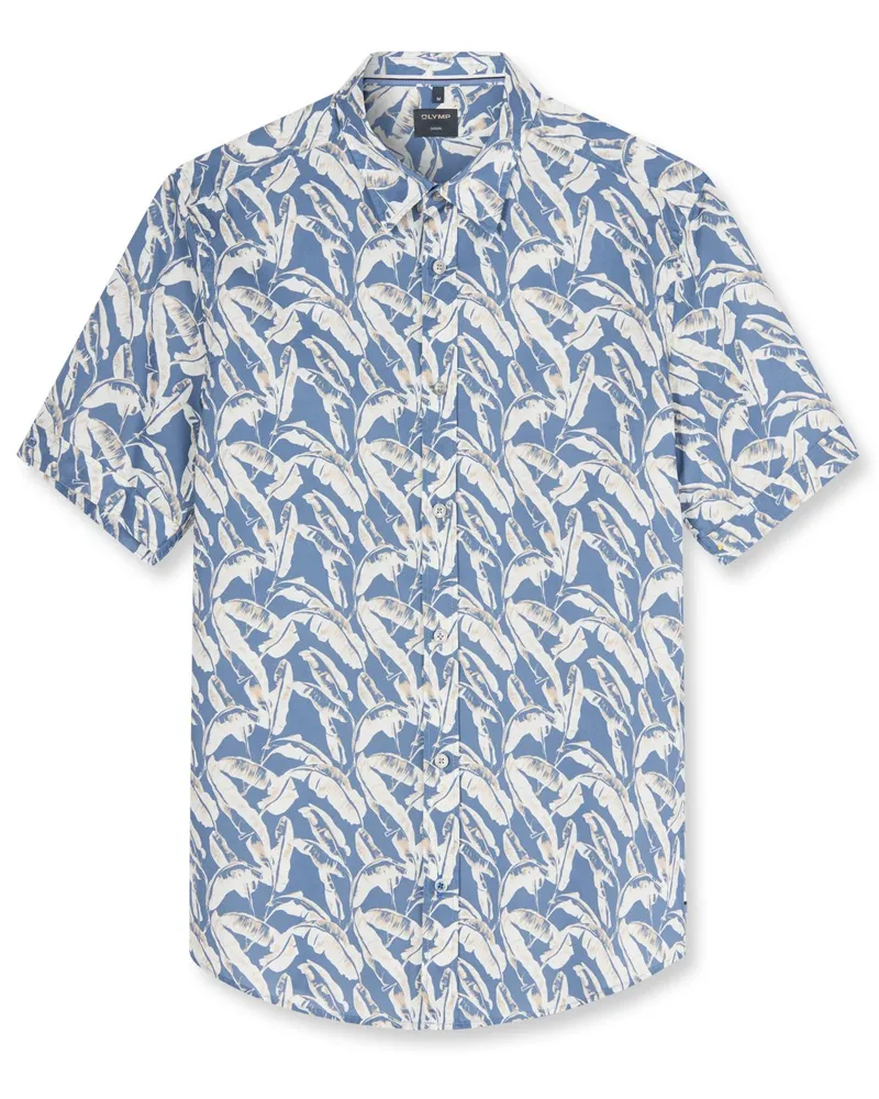 Olymp Casual, Regular Fit, Kurzarmhemd aus Baumwolle mit Print in Blau