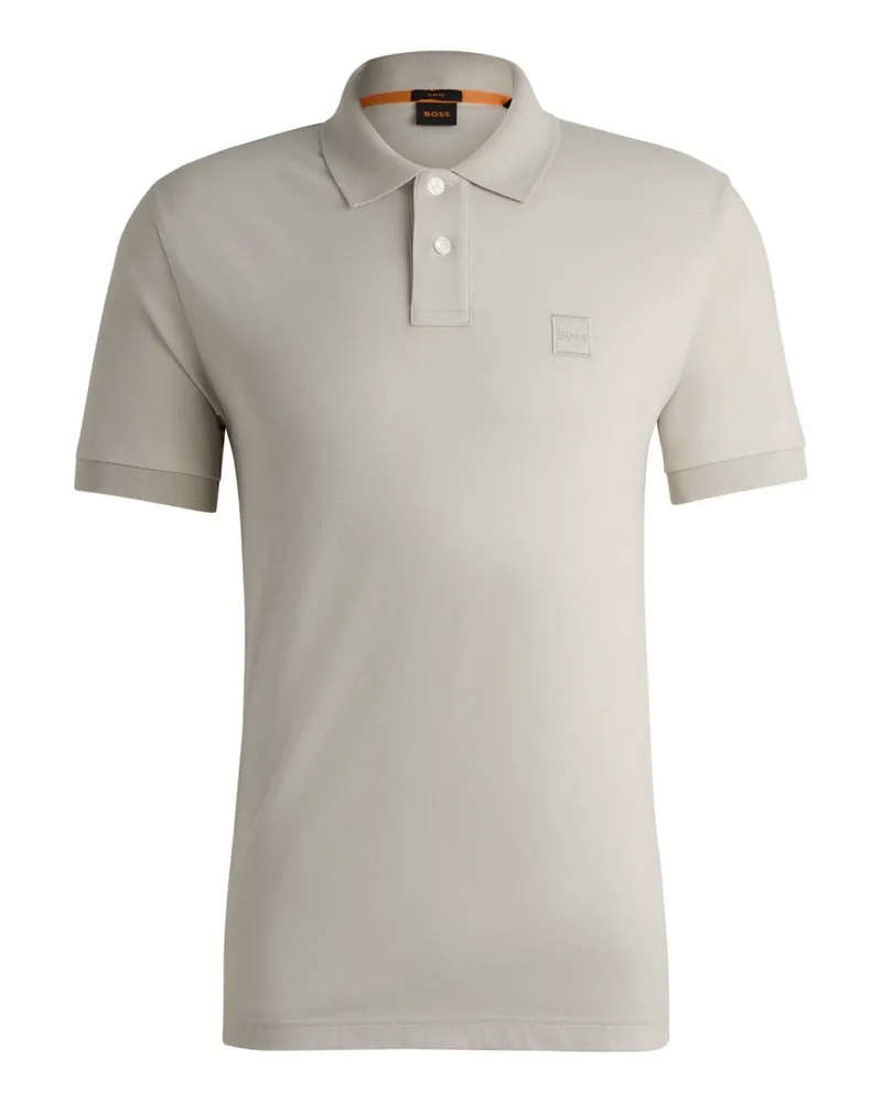HUGO BOSS Piqué-Poloshirt mit Stretch und Label-Aufnäher in Beige