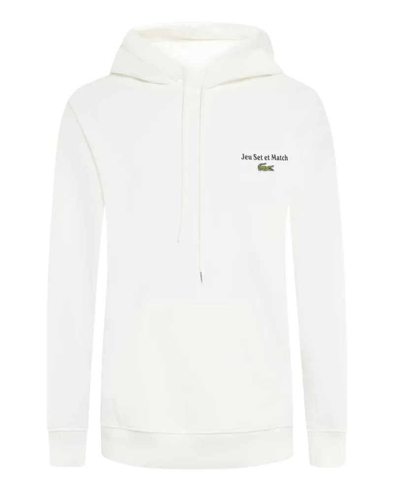 Lacoste Weicher Baumwoll-Hoodie mit gesticktem Logo in Offwhite