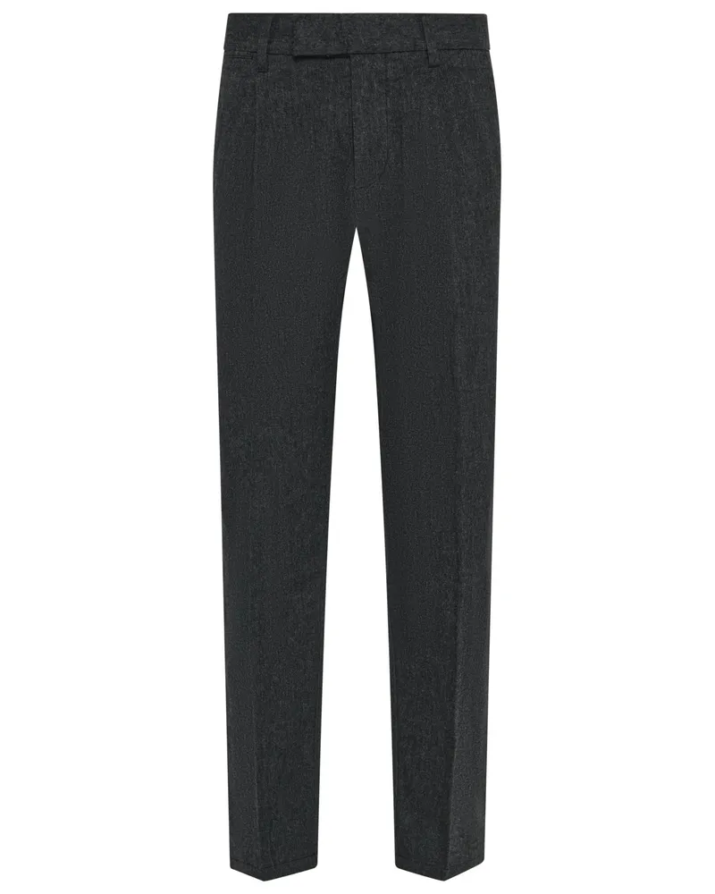 Marc O'Polo Softe Flanellhose mit Bundfalte in Anthrazit