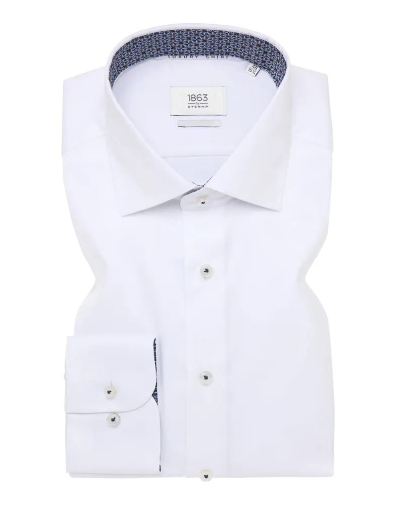 Eterna Unifarbenes Hemd in Vollzwirn-Qualität mit Ausputz, Slim Fit in Weiß