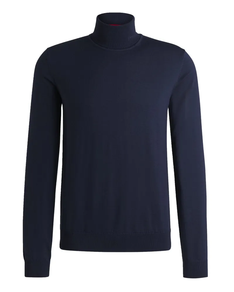 HUGO BOSS Leichter Rollkragenpullover aus feiner Schurwolle in Marine